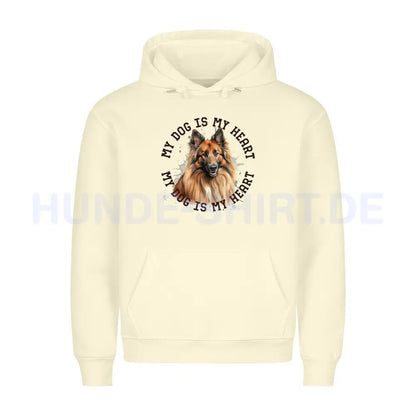 Premium Hoodie "Belgischer Schäferhund Tervueren HEART" Beige – hunde-shirt.de