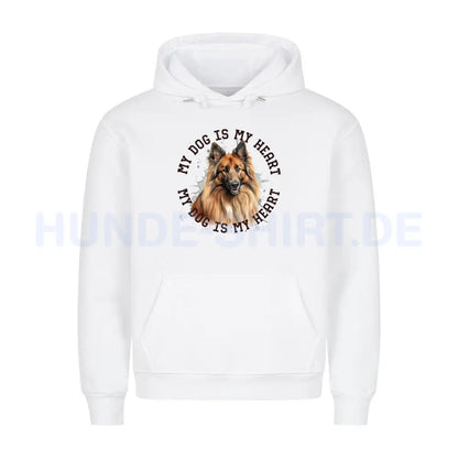 Premium Hoodie "Belgischer Schäferhund Tervueren HEART" Weiß – hunde-shirt.de