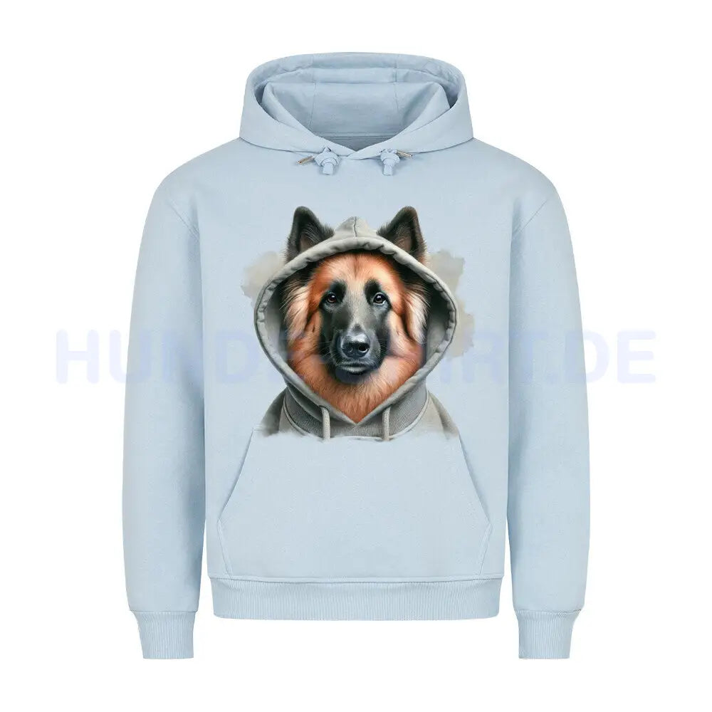 Premium Hoodie "Belgischer Schäferhund Tervueren Hooded" Babyblau – hunde-shirt.de