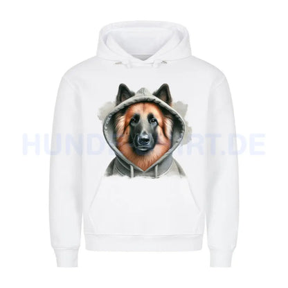 Premium Hoodie "Belgischer Schäferhund Tervueren Hooded" Weiß – hunde-shirt.de