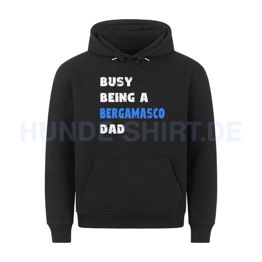 Premium Hoodie "Bergamasco - Busy DAD" Schwarz – hunde-shirt.de