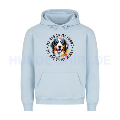 Premium Hoodie "Berner Sennenhumd HEART" Babyblau – hunde-shirt.de