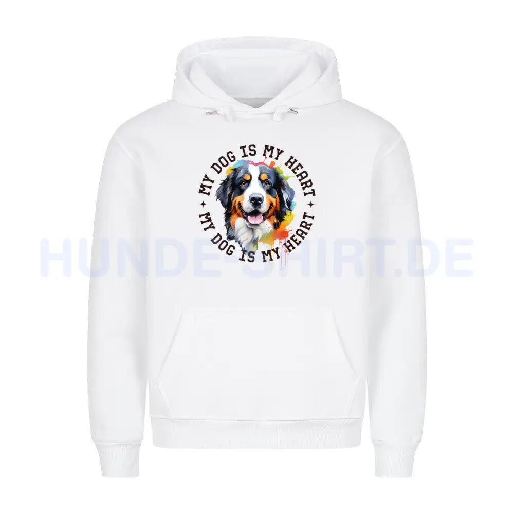 Premium Hoodie "Berner Sennenhumd HEART" Weiß – hunde-shirt.de