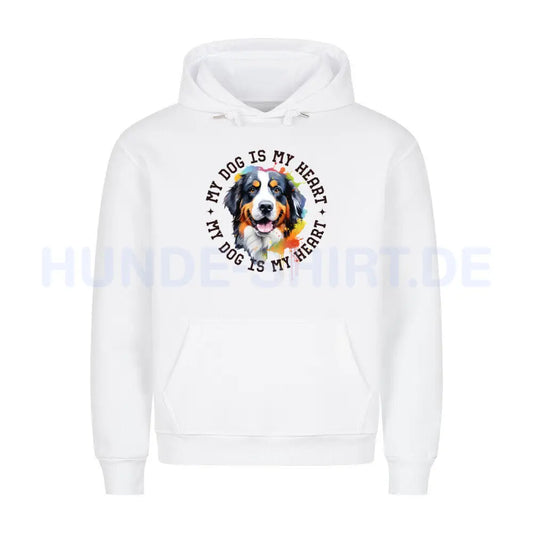 Premium Hoodie "Berner Sennenhumd HEART" Weiß – hunde-shirt.de