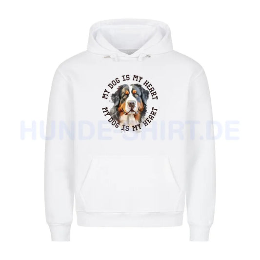 Premium Hoodie "Berner Sennenhund HEART" Weiß – hunde-shirt.de