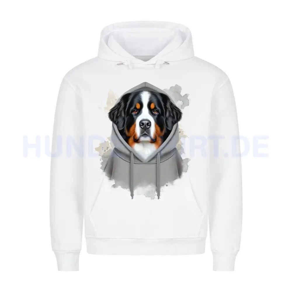 Premium Hoodie "Berner Sennenhund Hooded" Weiß – hunde-shirt.de