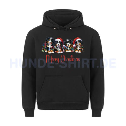 Premium Hoodie "Berner Sennenhund - Merry Christmas 4" Schwarz – hunde-shirt.de