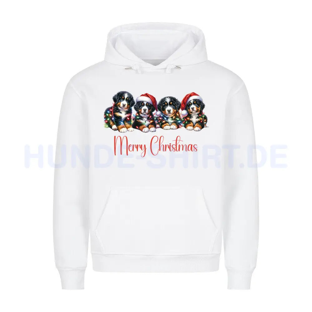 Premium Hoodie "Berner Sennenhund - Merry Christmas 4" Weiß – hunde-shirt.de