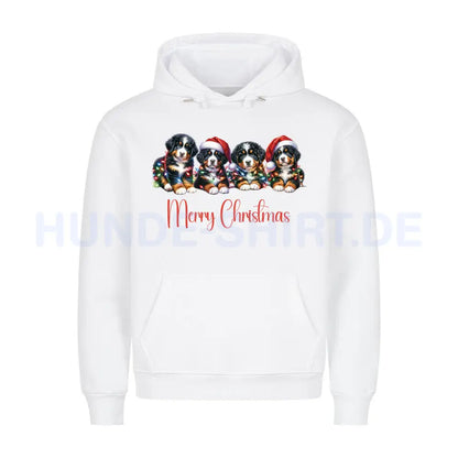 Premium Hoodie "Berner Sennenhund - Merry Christmas 4" Weiß – hunde-shirt.de