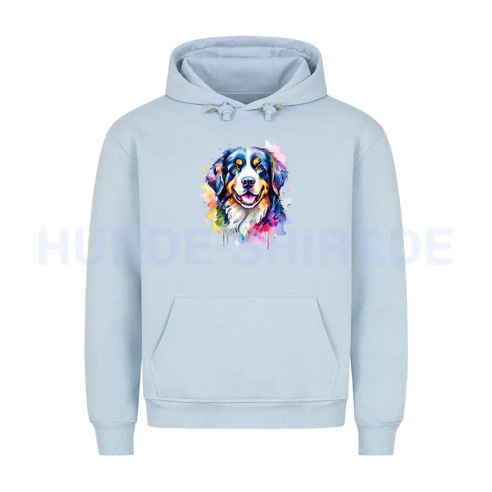 Premium Hoodie "Berner Sennenhund - Splash" Babyblau – hunde-shirt.de