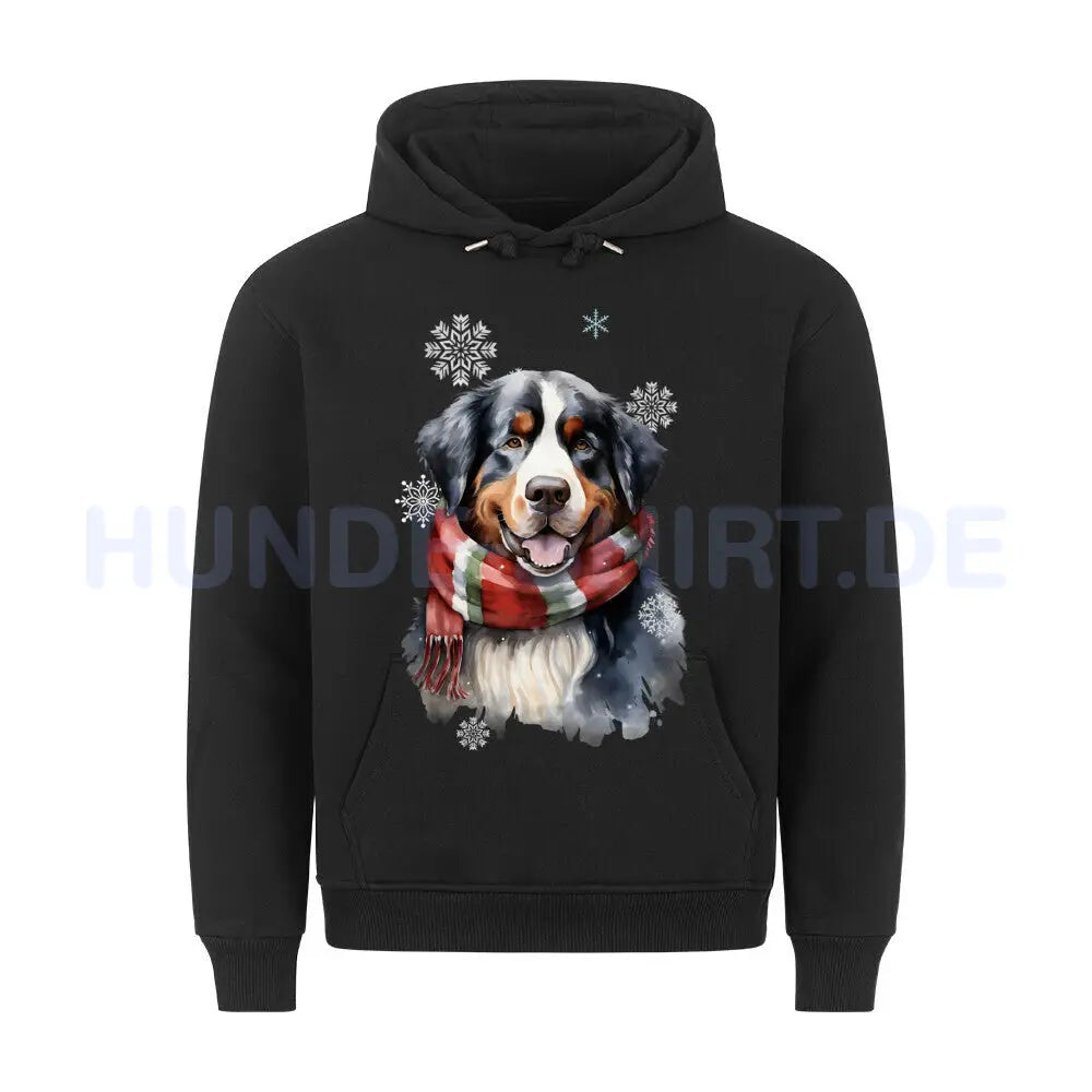 Premium Hoodie "Berner Sennenhund Winter" Schwarz – hunde-shirt.de