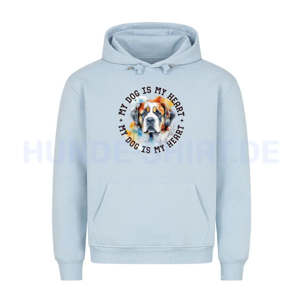 Premium Hoodie "Bernhardiner HEART" Babyblau – hunde-shirt.de