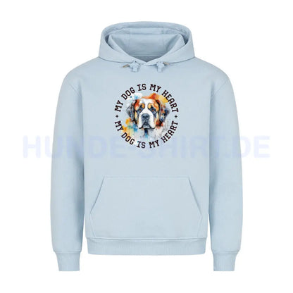 Premium Hoodie "Bernhardiner HEART" Babyblau – hunde-shirt.de