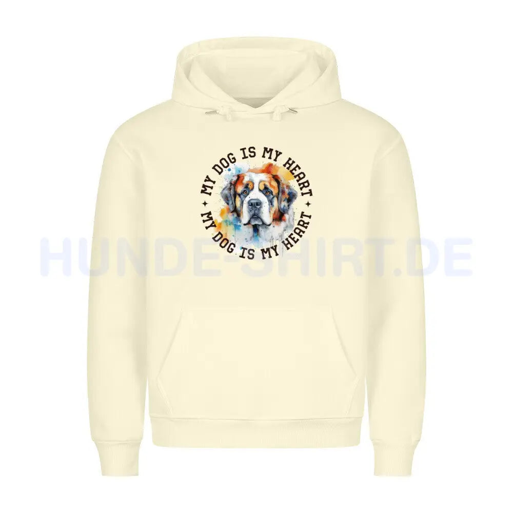 Premium Hoodie "Bernhardiner HEART" Beige – hunde-shirt.de