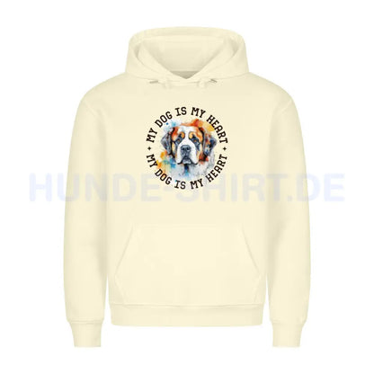 Premium Hoodie "Bernhardiner HEART" Beige – hunde-shirt.de