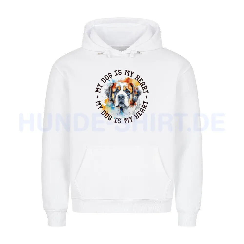 Premium Hoodie "Bernhardiner HEART" Weiß – hunde-shirt.de