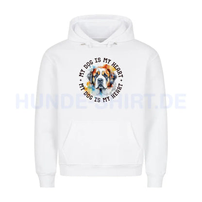 Premium Hoodie "Bernhardiner HEART" Weiß – hunde-shirt.de