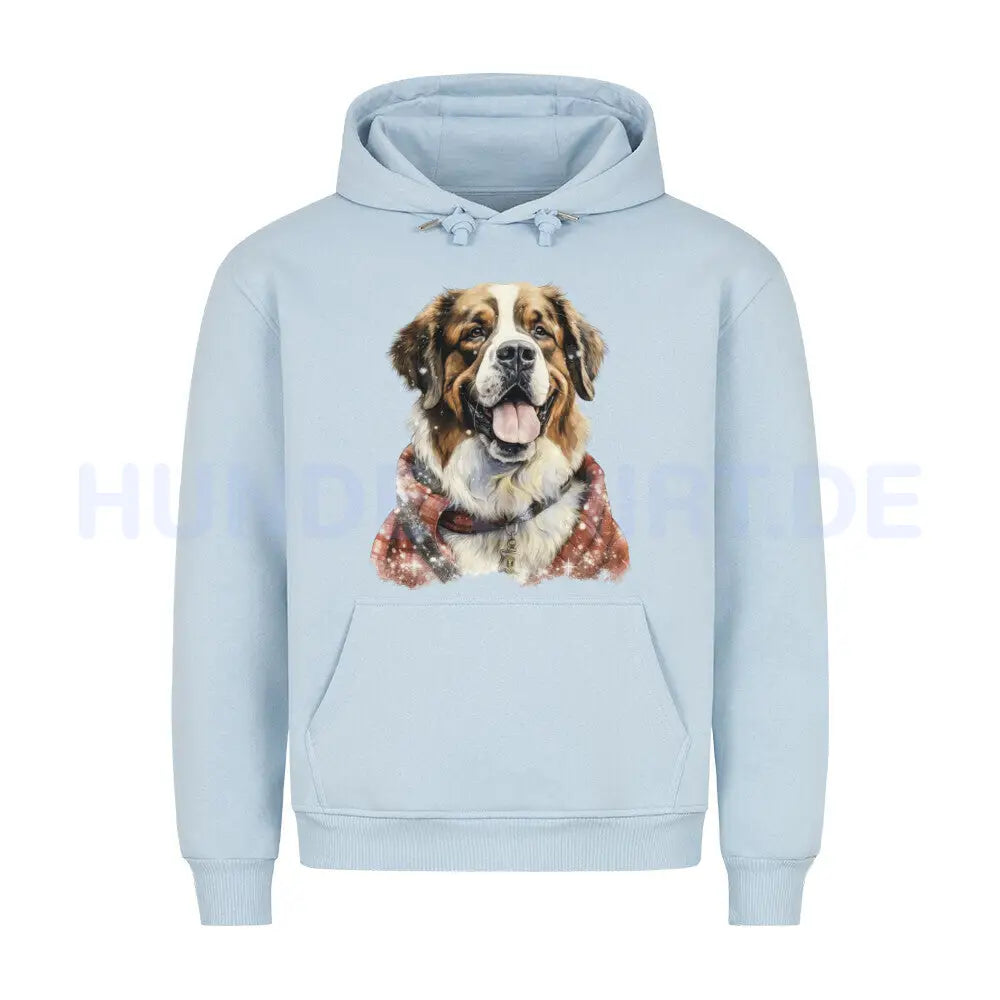 Premium Hoodie "Bernhardiner - Winter" Babyblau – hunde-shirt.de