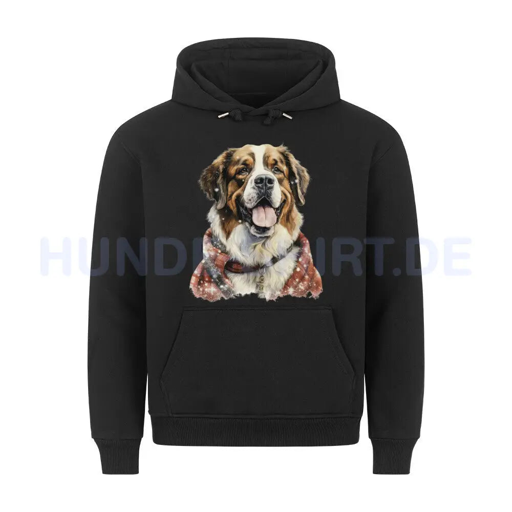 Premium Hoodie "Bernhardiner - Winter" Schwarz – hunde-shirt.de