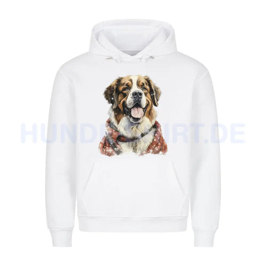 Premium Hoodie "Bernhardiner - Winter" Weiß – hunde-shirt.de