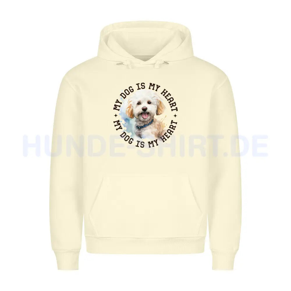 Premium Hoodie "Bichon Frisé HEART" Beige – hunde-shirt.de