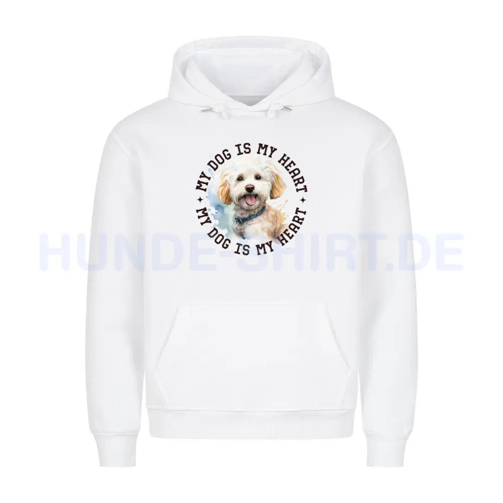 Premium Hoodie "Bichon Frisé HEART" Weiß – hunde-shirt.de