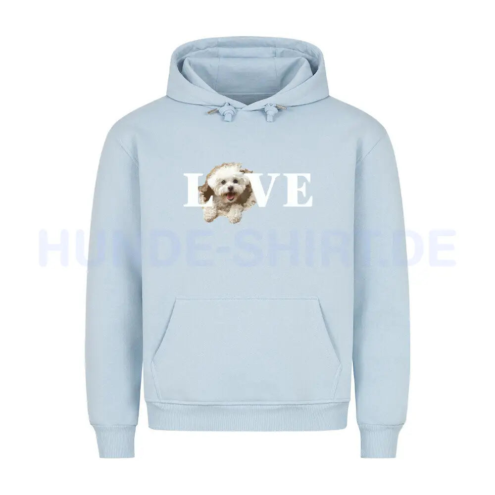 Premium Hoodie "Bichon Frisé - LOVE" Babyblau – hunde-shirt.de