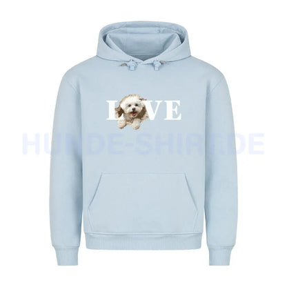 Premium Hoodie "Bichon Frisé - LOVE" Babyblau – hunde-shirt.de