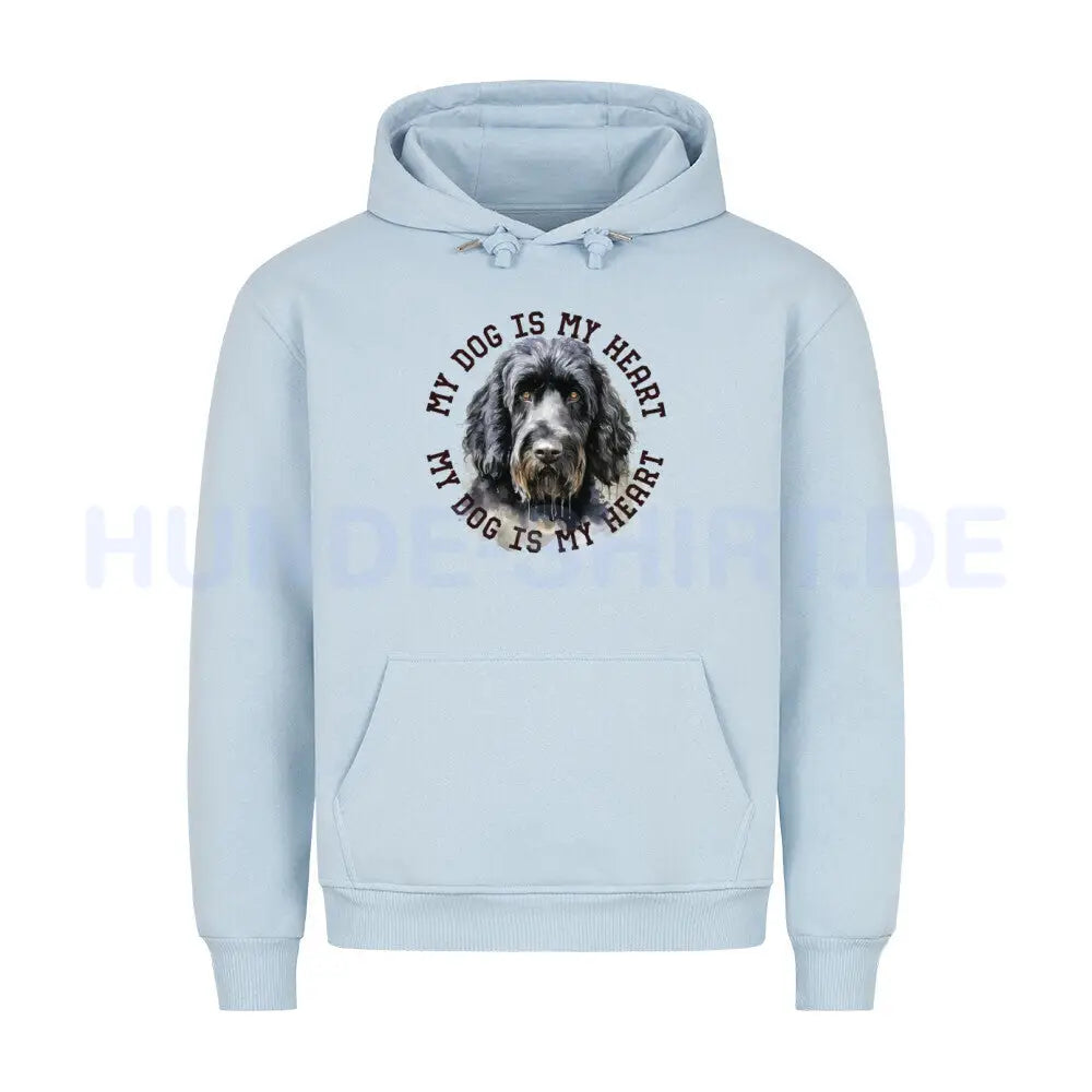 Premium Hoodie "Black Russian Terrier HEART" Babyblau – hunde-shirt.de