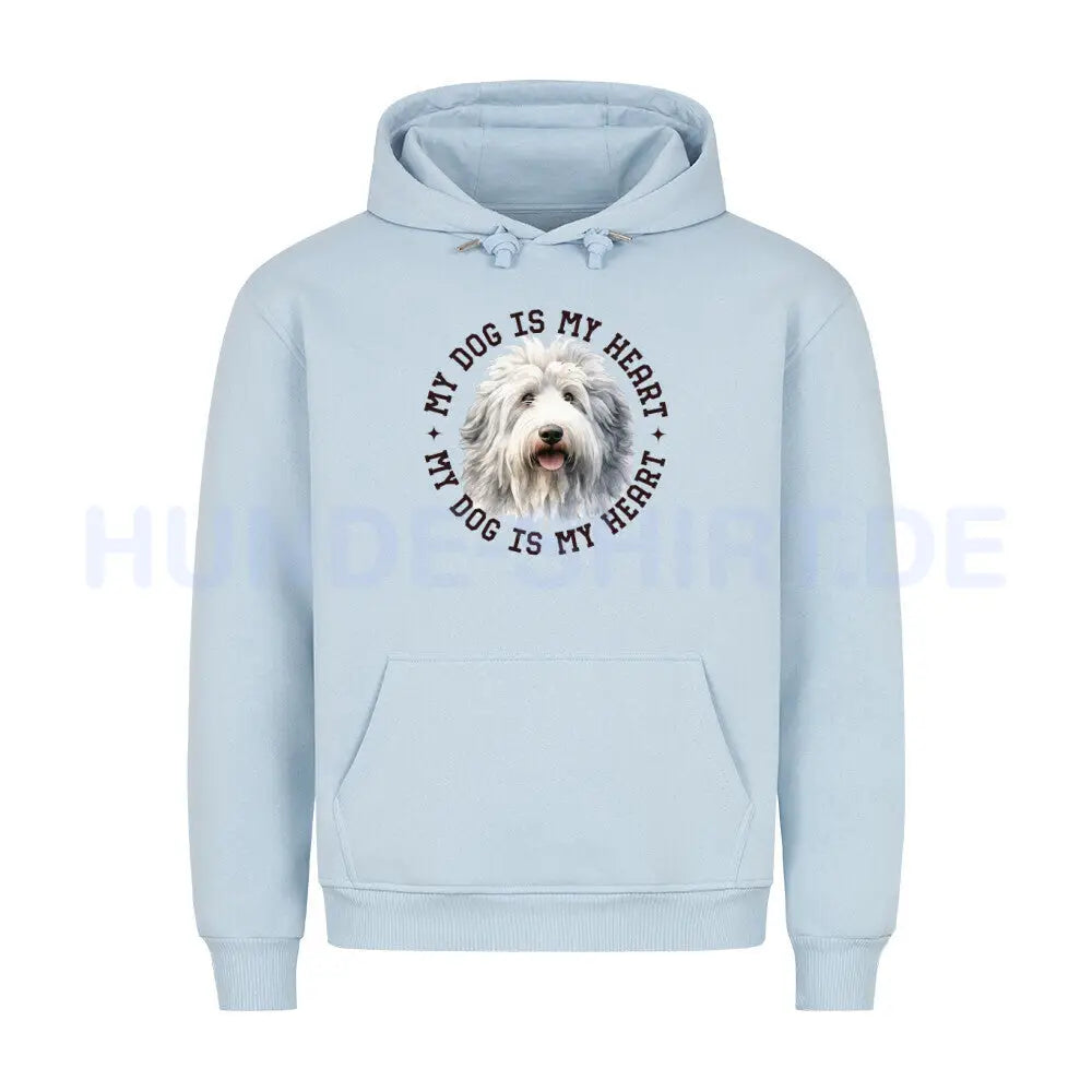 Premium Hoodie "Bobtail HEART" Babyblau – hunde-shirt.de