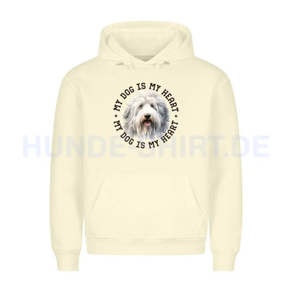 Premium Hoodie "Bobtail HEART" Beige – hunde-shirt.de