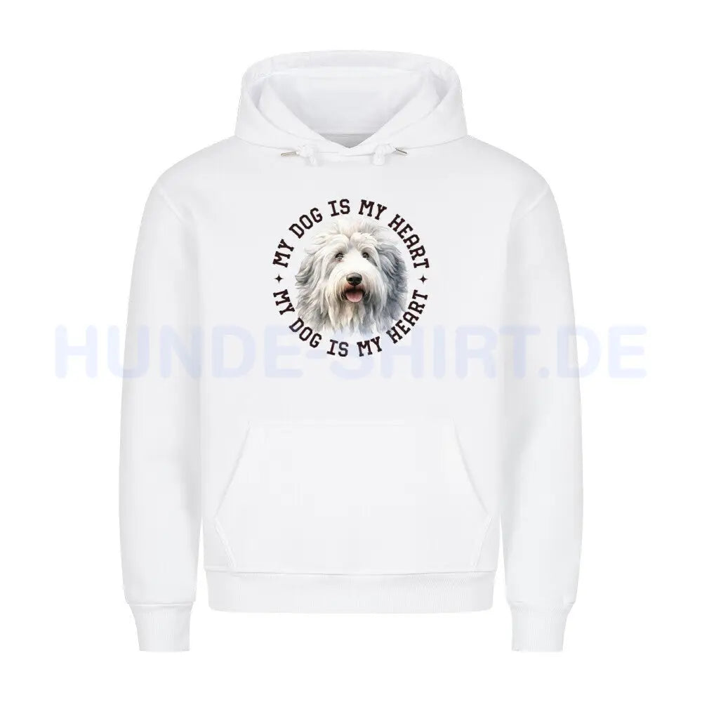 Premium Hoodie "Bobtail HEART" Weiß – hunde-shirt.de