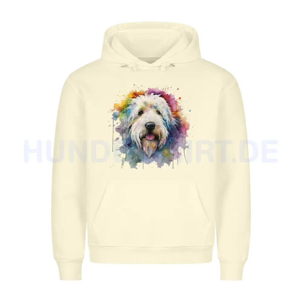 Premium Hoodie "Bobtail Paint" Beige – hunde-shirt.de