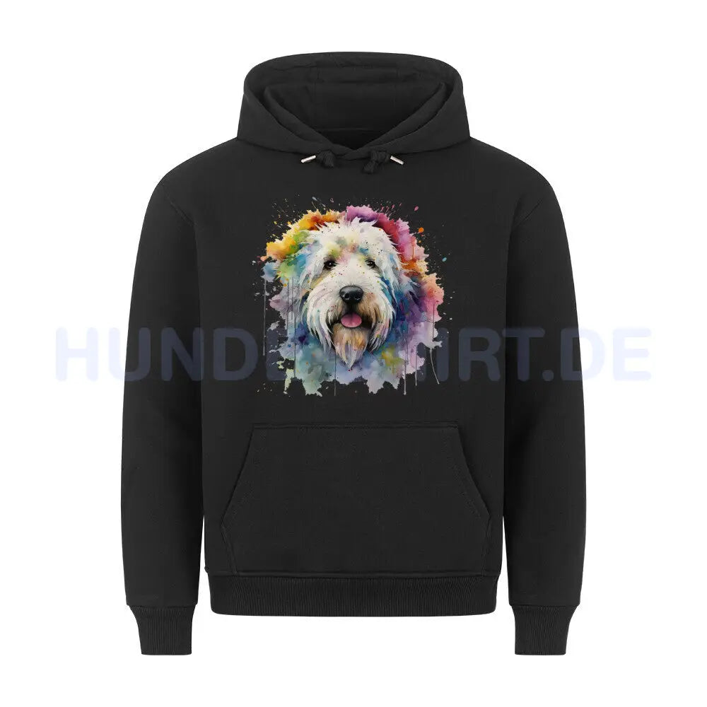 Premium Hoodie "Bobtail Paint" Schwarz – hunde-shirt.de