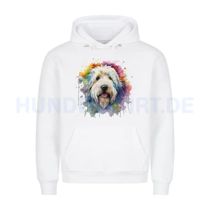 Premium Hoodie "Bobtail Paint" Weiß – hunde-shirt.de