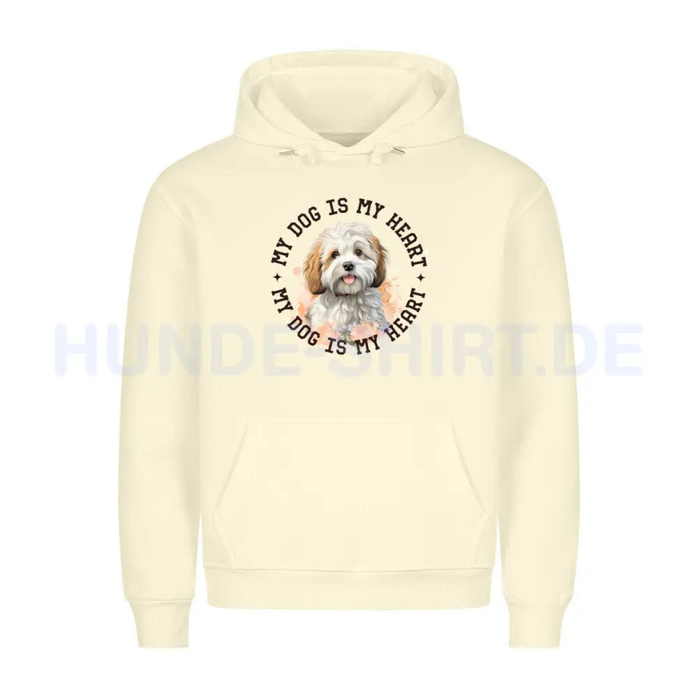 Premium Hoodie "Bologneser HEART" Beige – hunde-shirt.de