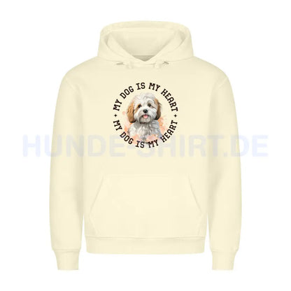 Premium Hoodie "Bologneser HEART" Beige – hunde-shirt.de