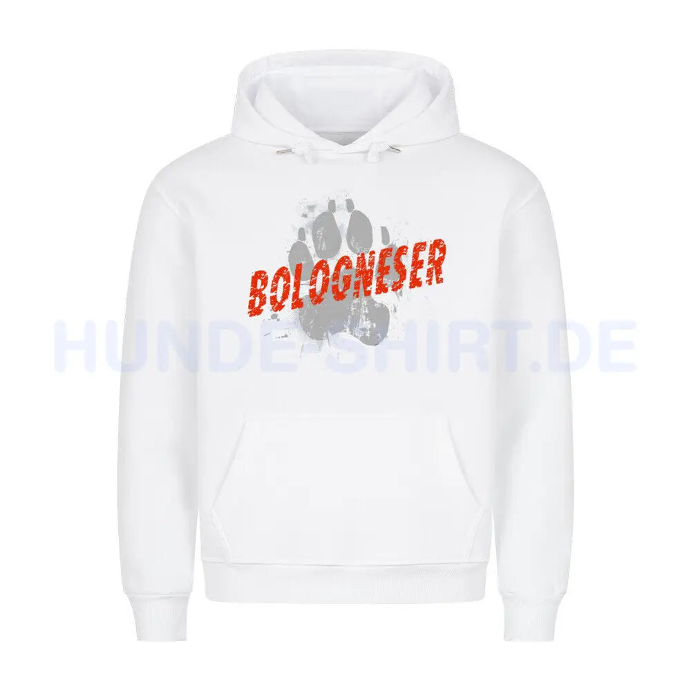 Premium Hoodie "Bologneser - PAW" Weiß – hunde-shirt.de