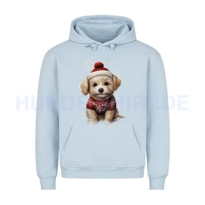 Premium Hoodie "Bologneser Winter" Babyblau – hunde-shirt.de