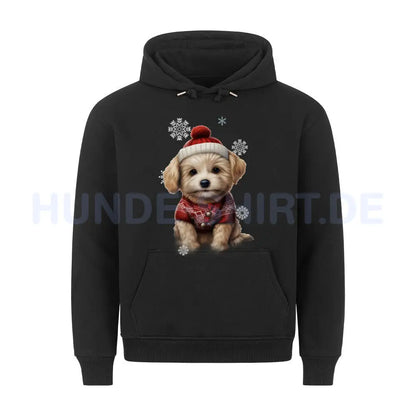 Premium Hoodie "Bologneser Winter" Schwarz – hunde-shirt.de