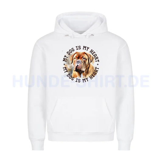 Premium Hoodie "Bordeaux Dogge HEART" Weiß – hunde-shirt.de