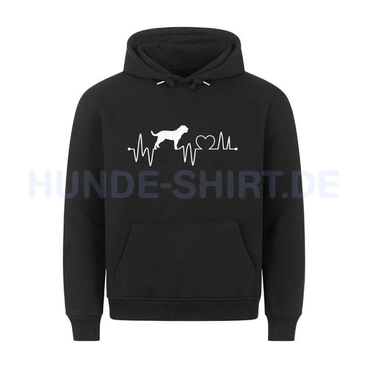 Premium Hoodie "Bordeauxdogge - Heartbeat" Schwarz – hunde-shirt.de