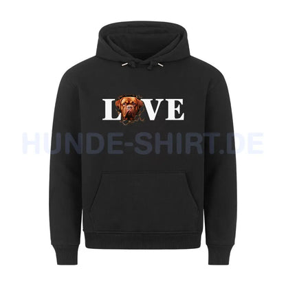 Premium Hoodie "Bordeauxdogge - LOVE" Schwarz – hunde-shirt.de