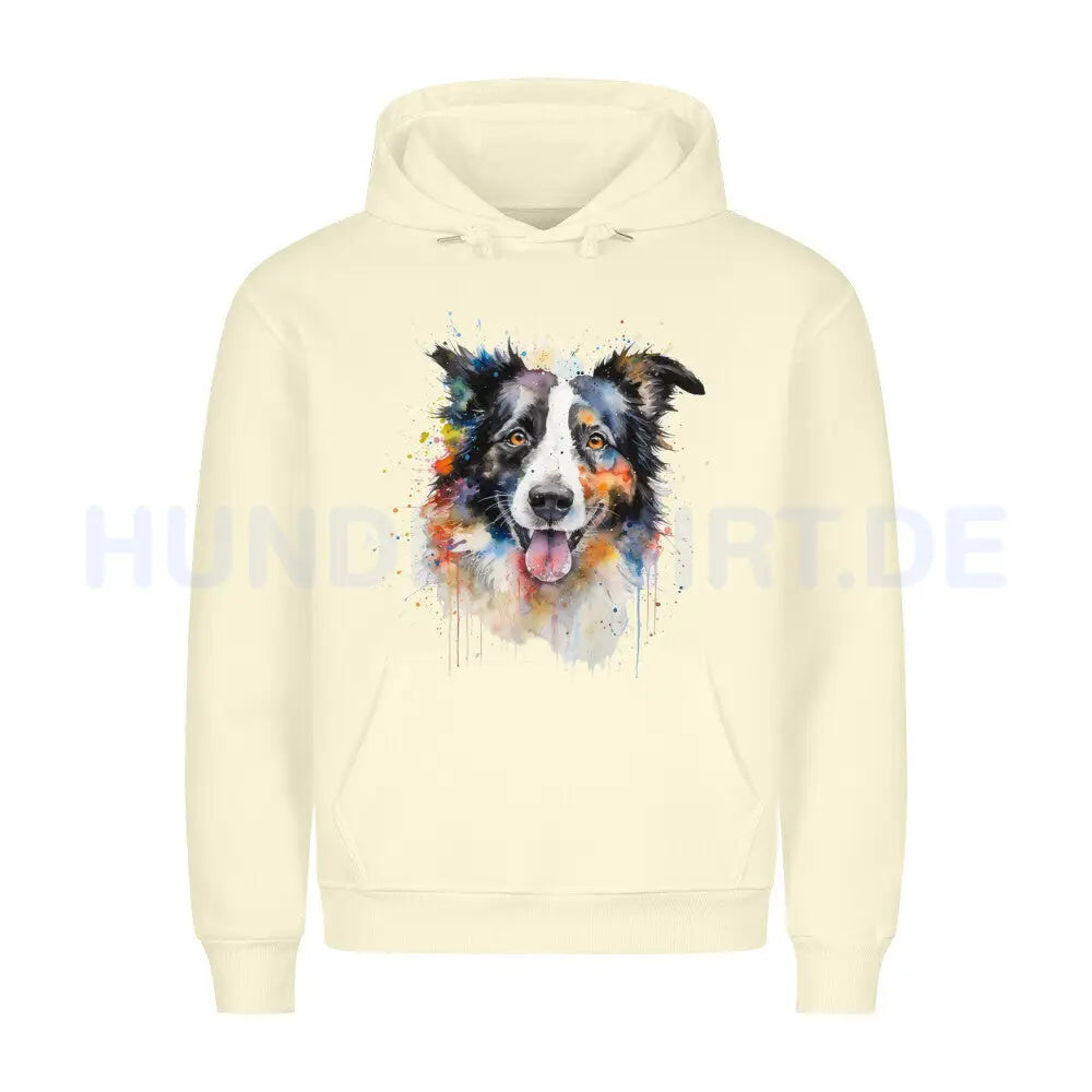 Premium Hoodie "Border Collie - Aqua" Beige – hunde-shirt.de