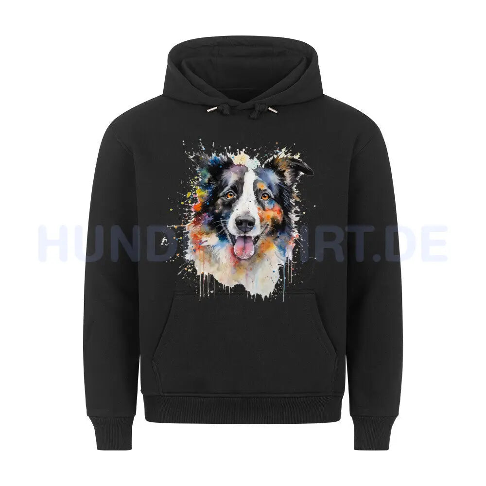 Premium Hoodie "Border Collie - Aqua" Schwarz – hunde-shirt.de