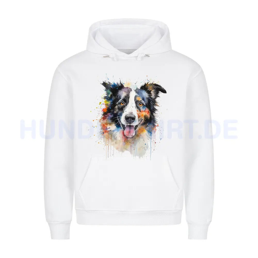 Premium Hoodie "Border Collie - Aqua" Weiß – hunde-shirt.de