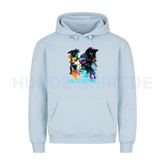 Premium Hoodie "Border Collie - Couture" Babyblau – hunde-shirt.de