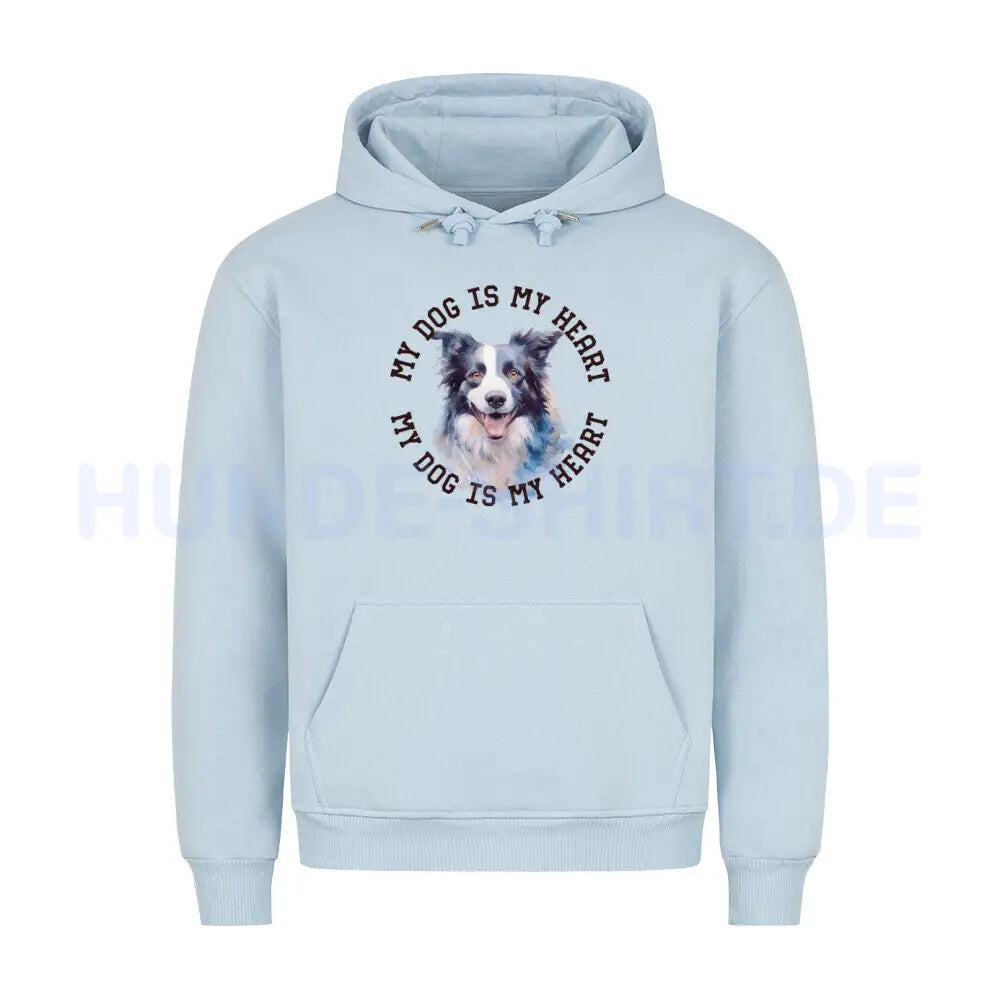 Premium Hoodie "Border Collie HEART 2" Babyblau – hunde-shirt.de