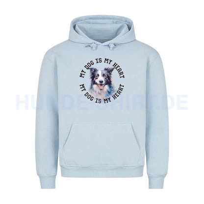 Premium Hoodie "Border Collie HEART 2" Babyblau – hunde-shirt.de