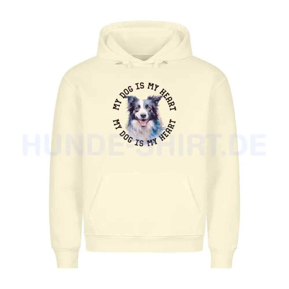 Premium Hoodie "Border Collie HEART 2" Beige – hunde-shirt.de